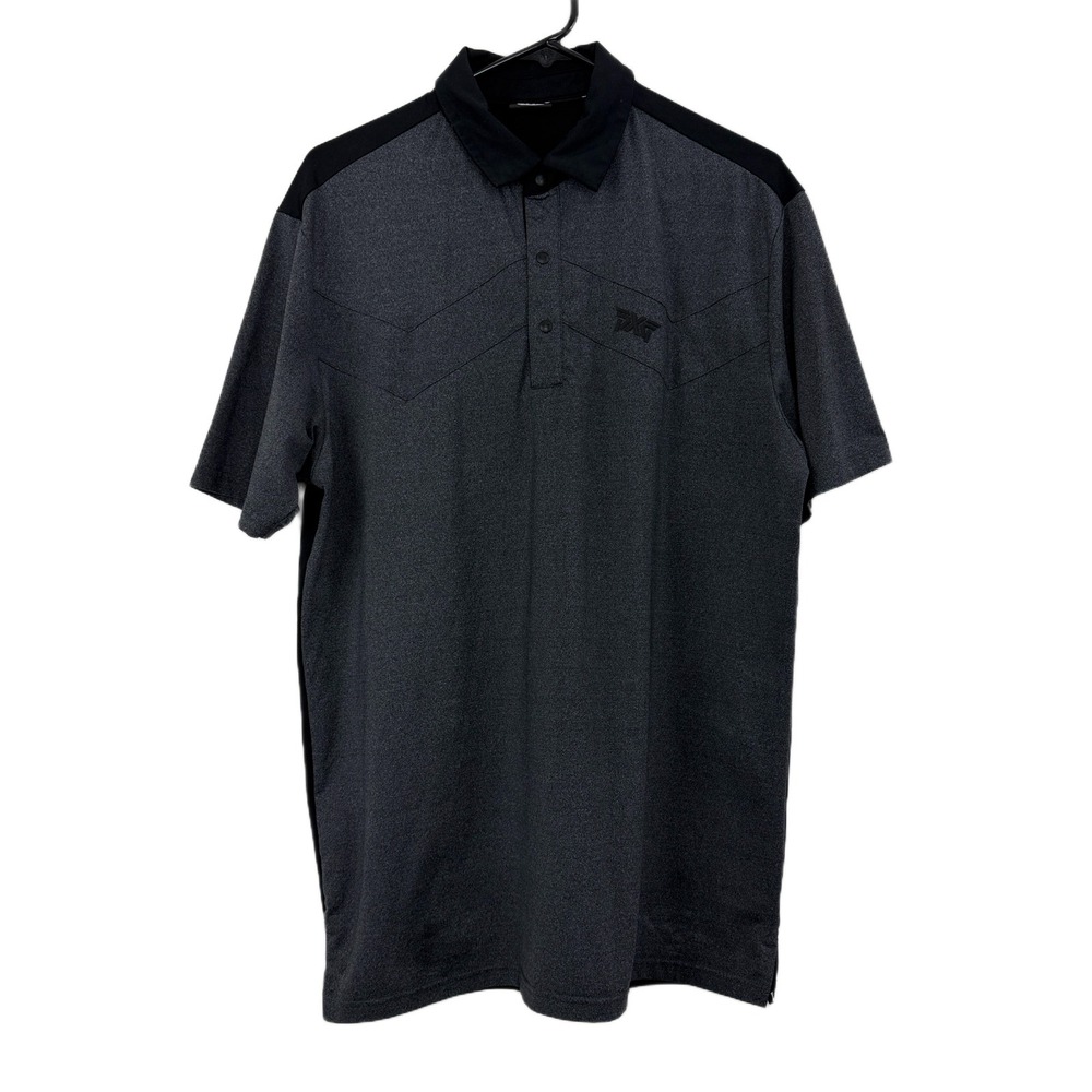 PXG Parsons Extreme Golf Polo Shirt Mens S Gray Performance Short Sleeve Snap